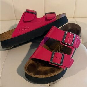 Papillio Women's Vibrant Pink Buckle Sandals Platform